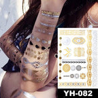 New Waterproof Temporary Tattoo Sticker Golden Silver Flower Jewelry Flash Fashion Different Design Tattoos For Womens Stevvex