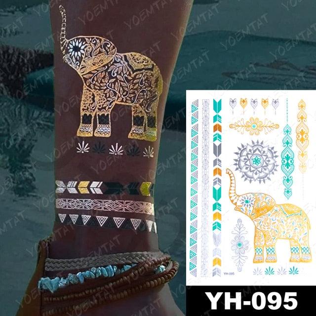 New Waterproof Temporary Tattoo Sticker Golden Silver Flower Jewelry Flash Fashion Different Design Tattoos For Womens Stevvex
