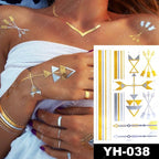 New Waterproof Temporary Tattoo Sticker Golden Silver Flower Jewelry Flash Fashion Different Design Tattoos For Womens Stevvex
