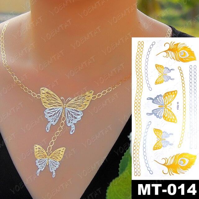 New Waterproof Temporary Tattoo Sticker Golden Silver Flower Jewelry Flash Fashion Different Design Tattoos For Womens Stevvex