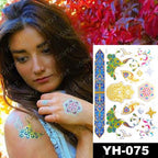 New Waterproof Temporary Tattoo Sticker Golden Silver Flower Jewelry Flash Fashion Different Design Tattoos For Womens Stevvex