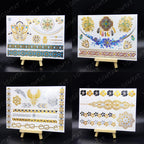 New Waterproof Temporary Tattoo Sticker Golden Silver Flower Jewelry Flash Fashion Different Design Tattoos For Womens Stevvex