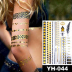 New Waterproof Temporary Tattoo Sticker Golden Silver Flower Jewelry Flash Fashion Different Design Tattoos For Womens Stevvex