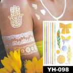 New Waterproof Temporary Tattoo Sticker Golden Silver Flower Jewelry Flash Fashion Different Design Tattoos For Womens Stevvex
