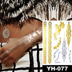 New Waterproof Temporary Tattoo Sticker Golden Silver Flower Jewelry Flash Fashion Different Design Tattoos For Womens Stevvex