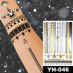 New Waterproof Temporary Tattoo Sticker Golden Silver Flower Jewelry Flash Fashion Different Design Tattoos For Womens Stevvex