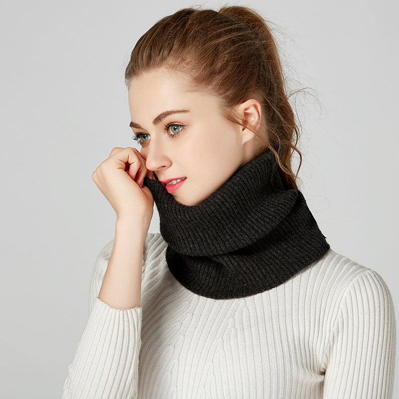 New Winter Autumn Solid Color Soft Cashmere Knit Ring Scarves Neck Warmer Elastic Neck Gaiter Head Wrap Headwear Comfort Collar Female Winter One Loop Scarf For Women Stevvex