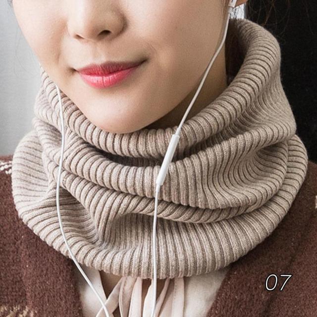 New Winter Autumn Solid Color Soft Cashmere Knit Ring Scarves Neck Warmer Elastic Neck Gaiter Head Wrap Headwear Comfort Collar Female Winter One Loop Scarf For Women Stevvex