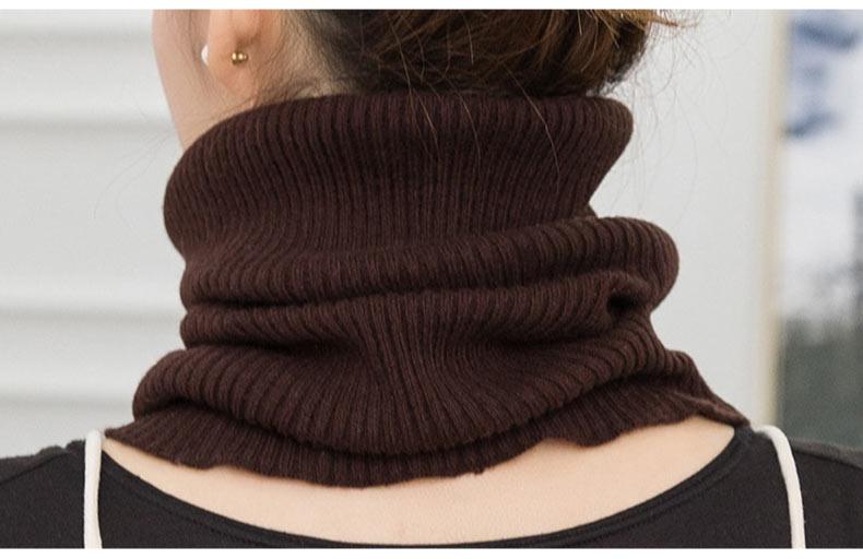 New Winter Autumn Solid Color Soft Cashmere Knit Ring Scarves Neck Warmer Elastic Neck Gaiter Head Wrap Headwear Comfort Collar Female Winter One Loop Scarf For Women Stevvex