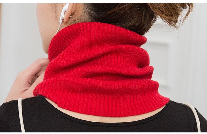 New Winter Autumn Solid Color Soft Cashmere Knit Ring Scarves Neck Warmer Elastic Neck Gaiter Head Wrap Headwear Comfort Collar Female Winter One Loop Scarf For Women Stevvex