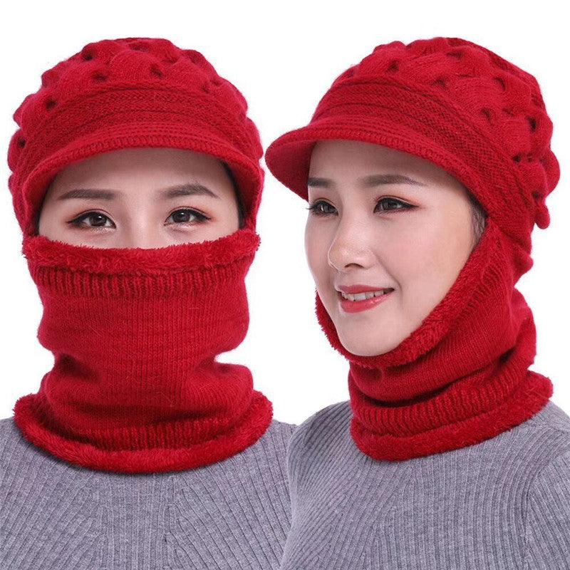 New Winter Balaclava Beanies Mother Hat Women Warm Thick Skellies Riding Outdoor Hats Gorgas Stripes Beanie Cap Mask Scarf Hat Set Outdoor Sport Warm Beanies Hat For Men Knitted Hats Bandana Hiking Camping Kid Neck Warmer Cap Stevvex