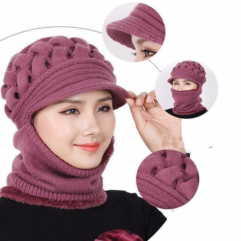 New Winter Balaclava Beanies Mother Hat Women Warm Thick Skellies Riding Outdoor Hats Gorgas Stripes Beanie Cap Mask Scarf Hat Set Outdoor Sport Warm Beanies Hat For Men Knitted Hats Bandana Hiking Camping Kid Neck Warmer Cap Stevvex
