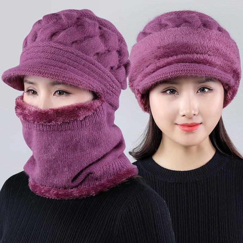 New Winter Balaclava Beanies Mother Hat Women Warm Thick Skellies Riding Outdoor Hats Gorgas Stripes Beanie Cap Mask Scarf Hat Set Outdoor Sport Warm Beanies Hat For Men Knitted Hats Bandana Hiking Camping Kid Neck Warmer Cap Stevvex