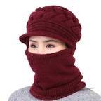 New Winter Balaclava Beanies Mother Hat Women Warm Thick Skellies Riding Outdoor Hats Gorgas Stripes Beanie Cap Mask Scarf Hat Set Outdoor Sport Warm Beanies Hat For Men Knitted Hats Bandana Hiking Camping Kid Neck Warmer Cap Stevvex