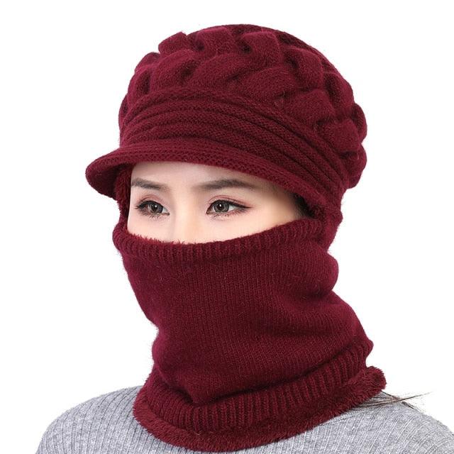 New Winter Balaclava Beanies Mother Hat Women Warm Thick Skellies Riding Outdoor Hats Gorgas Stripes Beanie Cap Mask Scarf Hat Set Outdoor Sport Warm Beanies Hat For Men Knitted Hats Bandana Hiking Camping Kid Neck Warmer Cap Stevvex