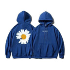 New Winter Loose Hooded Sweatshirts Men Thicken Warm Coat Hoodies Male Oversize Pullovers Sweatshirt Women Sunflower Printed Long Sleeve Pullover Sweatshirts Loose Drawstring Hoodie Stevvex