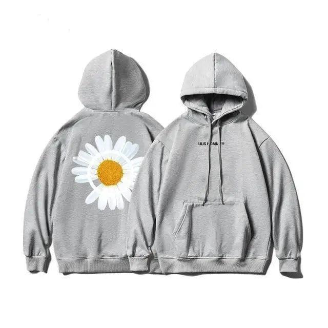 New Winter Loose Hooded Sweatshirts Men Thicken Warm Coat Hoodies Male Oversize Pullovers Sweatshirt Women Sunflower Printed Long Sleeve Pullover Sweatshirts Loose Drawstring Hoodie Stevvex