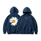 New Winter Loose Hooded Sweatshirts Men Thicken Warm Coat Hoodies Male Oversize Pullovers Sweatshirt Women Sunflower Printed Long Sleeve Pullover Sweatshirts Loose Drawstring Hoodie Stevvex