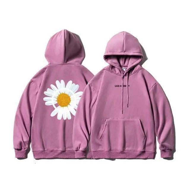 New Winter Loose Hooded Sweatshirts Men Thicken Warm Coat Hoodies Male Oversize Pullovers Sweatshirt Women Sunflower Printed Long Sleeve Pullover Sweatshirts Loose Drawstring Hoodie Stevvex