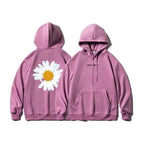 New Winter Loose Hooded Sweatshirts Men Thicken Warm Coat Hoodies Male Oversize Pullovers Sweatshirt Women Sunflower Printed Long Sleeve Pullover Sweatshirts Loose Drawstring Hoodie Stevvex