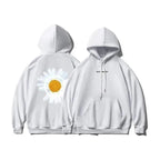 New Winter Loose Hooded Sweatshirts Men Thicken Warm Coat Hoodies Male Oversize Pullovers Sweatshirt Women Sunflower Printed Long Sleeve Pullover Sweatshirts Loose Drawstring Hoodie Stevvex
