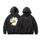 New Winter Loose Hooded Sweatshirts Men Thicken Warm Coat Hoodies Male Oversize Pullovers Sweatshirt Women Sunflower Printed Long Sleeve Pullover Sweatshirts Loose Drawstring Hoodie Stevvex