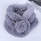 New Winter Solid Color Warm Thicken Soft Collar Scarf Faux Rabbit Fur Neckerchief Plush Warm Hot Scarfs Cross Collar Scarf Shawl Solid With Pearl Elegant For Women Stevvex