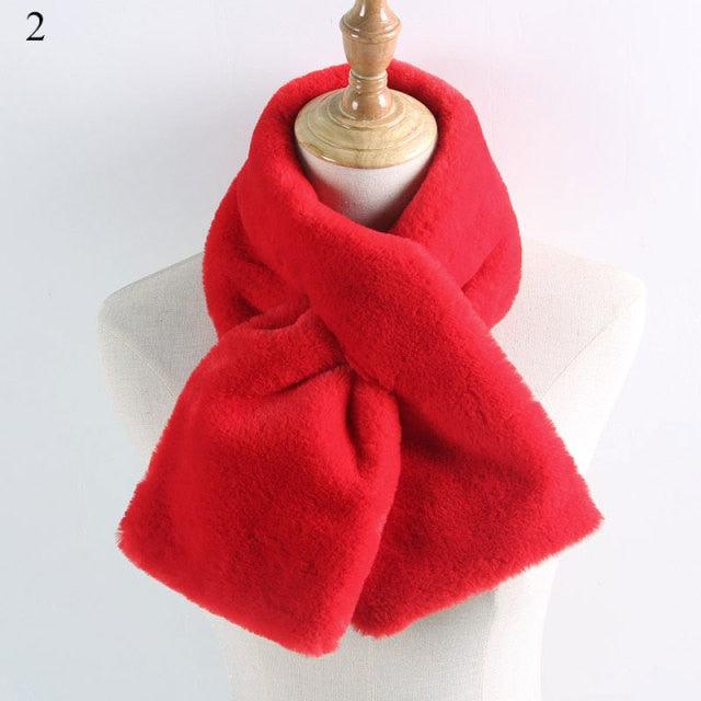 New Winter Solid Color Warm Thicken Soft Collar Scarf Faux Rabbit Fur Neckerchief Plush Warm Hot Scarfs Cross Collar Scarf Shawl Solid With Pearl Elegant For Women Stevvex