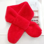 New Winter Solid Color Warm Thicken Soft Collar Scarf Faux Rabbit Fur Neckerchief Plush Warm Hot Scarfs Cross Collar Scarf Shawl Solid With Pearl Elegant For Women Stevvex