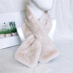 New Winter Solid Color Warm Thicken Soft Collar Scarf Faux Rabbit Fur Neckerchief Plush Warm Hot Scarfs Cross Collar Scarf Shawl Solid With Pearl Elegant For Women Stevvex