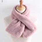 New Winter Solid Color Warm Thicken Soft Collar Scarf Faux Rabbit Fur Neckerchief Plush Warm Hot Scarfs Cross Collar Scarf Shawl Solid With Pearl Elegant For Women Stevvex