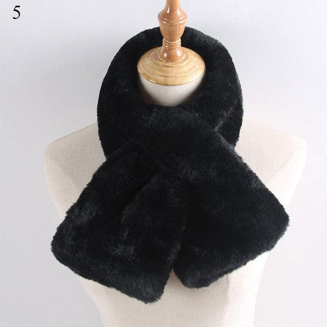 New Winter Solid Color Warm Thicken Soft Collar Scarf Faux Rabbit Fur Neckerchief Plush Warm Hot Scarfs Cross Collar Scarf Shawl Solid With Pearl Elegant For Women Stevvex
