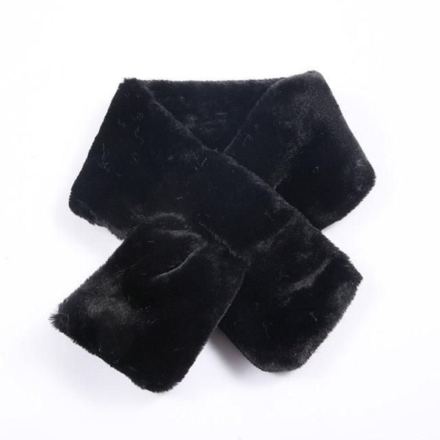 New Winter Solid Color Warm Thicken Soft Collar Scarf Faux Rabbit Fur Neckerchief Plush Warm Hot Scarfs Cross Collar Scarf Shawl Solid With Pearl Elegant For Women Stevvex