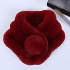 New Winter Solid Color Warm Thicken Soft Collar Scarf Faux Rabbit Fur Neckerchief Plush Warm Hot Scarfs Cross Collar Scarf Shawl Solid With Pearl Elegant For Women Stevvex