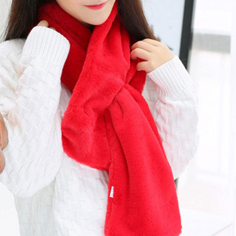 New Winter Solid Color Warm Thicken Soft Collar Scarf Faux Rabbit Fur Neckerchief Plush Warm Hot Scarfs Cross Collar Scarf Shawl Solid With Pearl Elegant For Women Stevvex