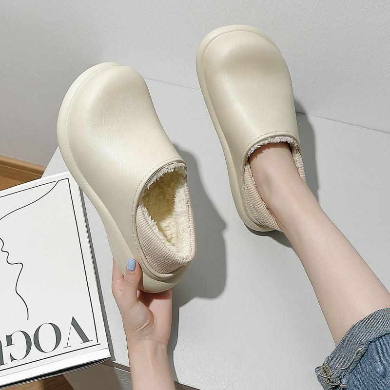 New Winter Women Slipper Soft Bottom Plush Home Shoes  Slippers Indoor Waterproof Non-Slip Memory Foam Comfy Fluffy Fur Memory Foam Boots House Shoes Thick Sole 6cm Stevvex