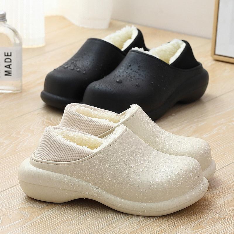 New Winter Women Slipper Soft Bottom Plush Home Shoes  Slippers Indoor Waterproof Non-Slip Memory Foam Comfy Fluffy Fur Memory Foam Boots House Shoes Thick Sole 6cm Stevvex