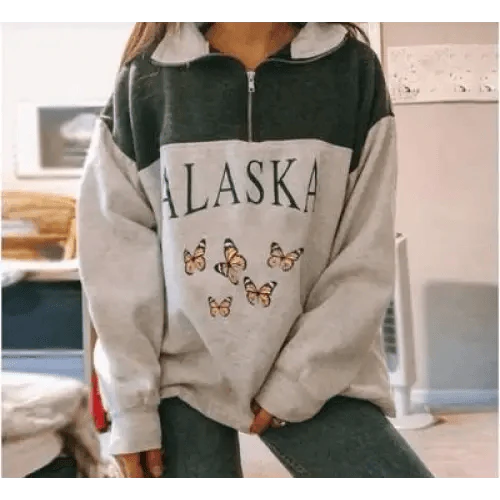 New Winter Women Sweatshirts Vintage Streetwear Letter Printed Hoodies Women Loose Sweatshirt Plus Fleece Keep Warm Men's Letters Embroidered Sleeve Quarter Fleece Vintage Pullover Sweatshirt Stevvex