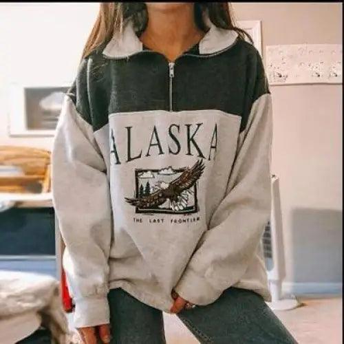 New Winter Women Sweatshirts Vintage Streetwear Letter Printed Hoodies Women Loose Sweatshirt Plus Fleece Keep Warm Men's Letters Embroidered Sleeve Quarter Fleece Vintage Pullover Sweatshirt Stevvex