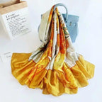 New Women Autumn Winter Fashion Silk Scarf Shawl Beach Headband Female Casual Wear Beach Friendly Spring Silk Scarf Flower Print Silk Scarves Shawls and Wraps Long Size Beach Stoles Stevvex