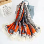 New Women Autumn Winter Fashion Silk Scarf Shawl Beach Headband Female Casual Wear Beach Friendly Spring Silk Scarf Flower Print Silk Scarves Shawls and Wraps Long Size Beach Stoles Stevvex