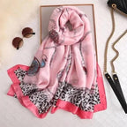 New Women Autumn Winter Fashion Silk Scarf Shawl Beach Headband Female Casual Wear Beach Friendly Spring Silk Scarf Flower Print Silk Scarves Shawls and Wraps Long Size Beach Stoles Stevvex