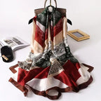 New Women Autumn Winter Fashion Silk Scarf Shawl Beach Headband Female Casual Wear Beach Friendly Spring Silk Scarf Flower Print Silk Scarves Shawls and Wraps Long Size Beach Stoles Stevvex