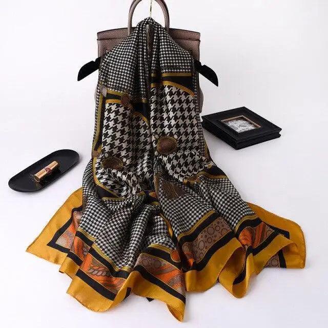 New Women Autumn Winter Fashion Silk Scarf Shawl Beach Headband Female Casual Wear Beach Friendly Spring Silk Scarf Flower Print Silk Scarves Shawls and Wraps Long Size Beach Stoles Stevvex