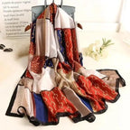 New Women Autumn Winter Fashion Silk Scarf Shawl Beach Headband Female Casual Wear Beach Friendly Spring Silk Scarf Flower Print Silk Scarves Shawls and Wraps Long Size Beach Stoles Stevvex