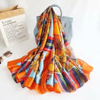 New Women Autumn Winter Fashion Silk Scarf Shawl Beach Headband Female Casual Wear Beach Friendly Spring Silk Scarf Flower Print Silk Scarves Shawls and Wraps Long Size Beach Stoles Stevvex