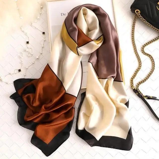 New Women Autumn Winter Fashion Silk Scarf Shawl Beach Headband Female Casual Wear Beach Friendly Spring Silk Scarf Flower Print Silk Scarves Shawls and Wraps Long Size Beach Stoles Stevvex