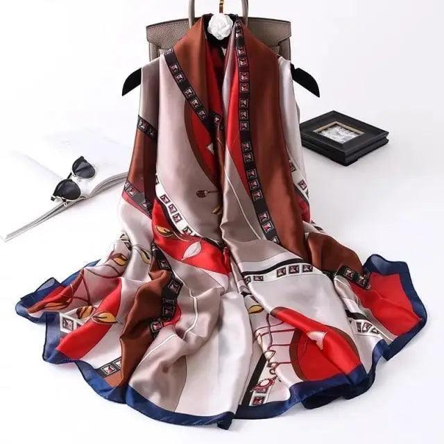 New Women Autumn Winter Fashion Silk Scarf Shawl Beach Headband Female Casual Wear Beach Friendly Spring Silk Scarf Flower Print Silk Scarves Shawls and Wraps Long Size Beach Stoles Stevvex