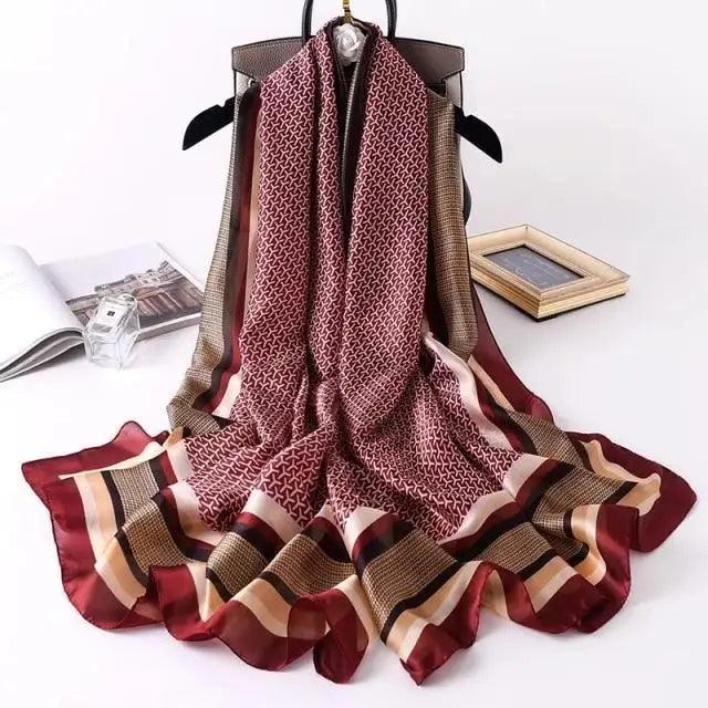 New Women Autumn Winter Fashion Silk Scarf Shawl Beach Headband Female Casual Wear Beach Friendly Spring Silk Scarf Flower Print Silk Scarves Shawls and Wraps Long Size Beach Stoles Stevvex