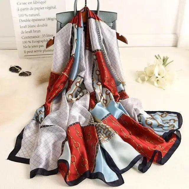 New Women Autumn Winter Fashion Silk Scarf Shawl Beach Headband Female Casual Wear Beach Friendly Spring Silk Scarf Flower Print Silk Scarves Shawls and Wraps Long Size Beach Stoles Stevvex